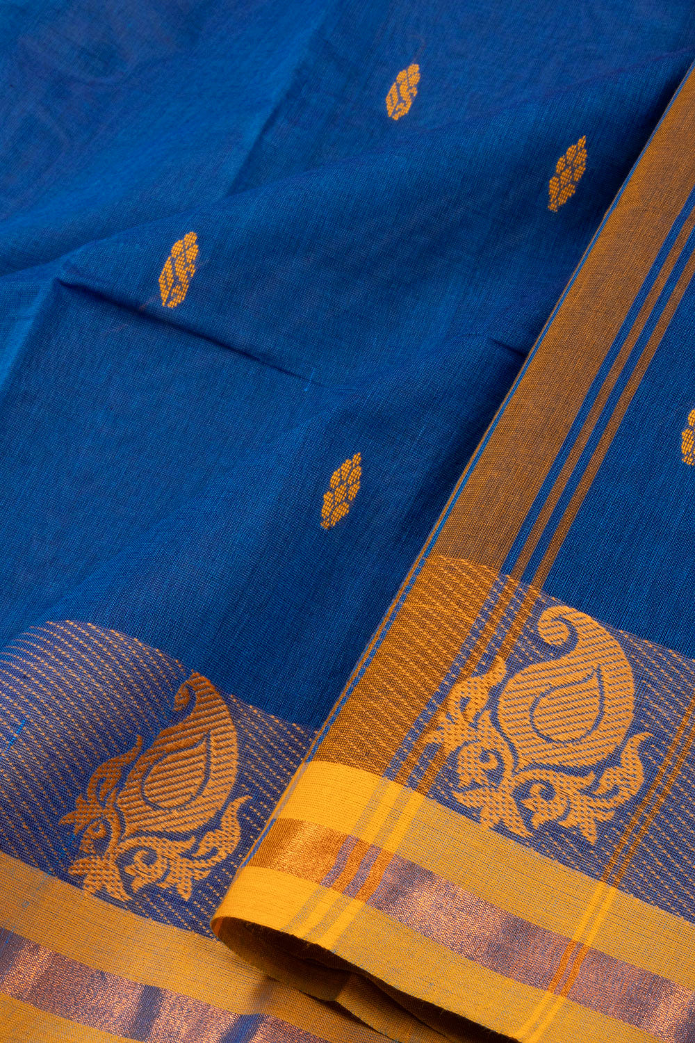 Blue Handloom Chettinad Cotton Saree 10072592