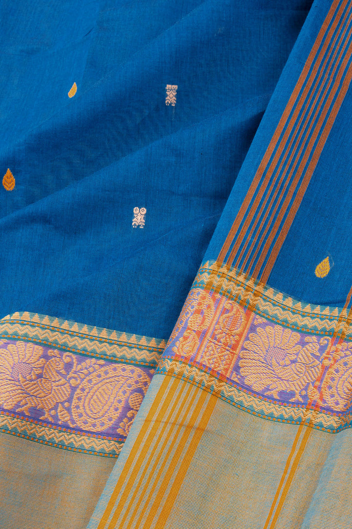 Blue Handloom Chettinad Cotton Saree 10072593