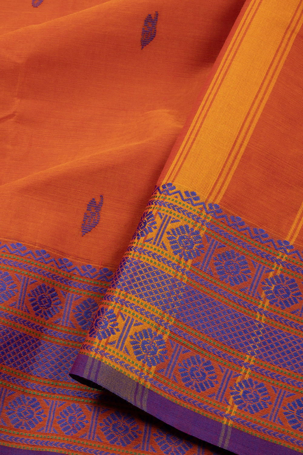 Orange Handloom Chettinad Cotton Saree 10072608