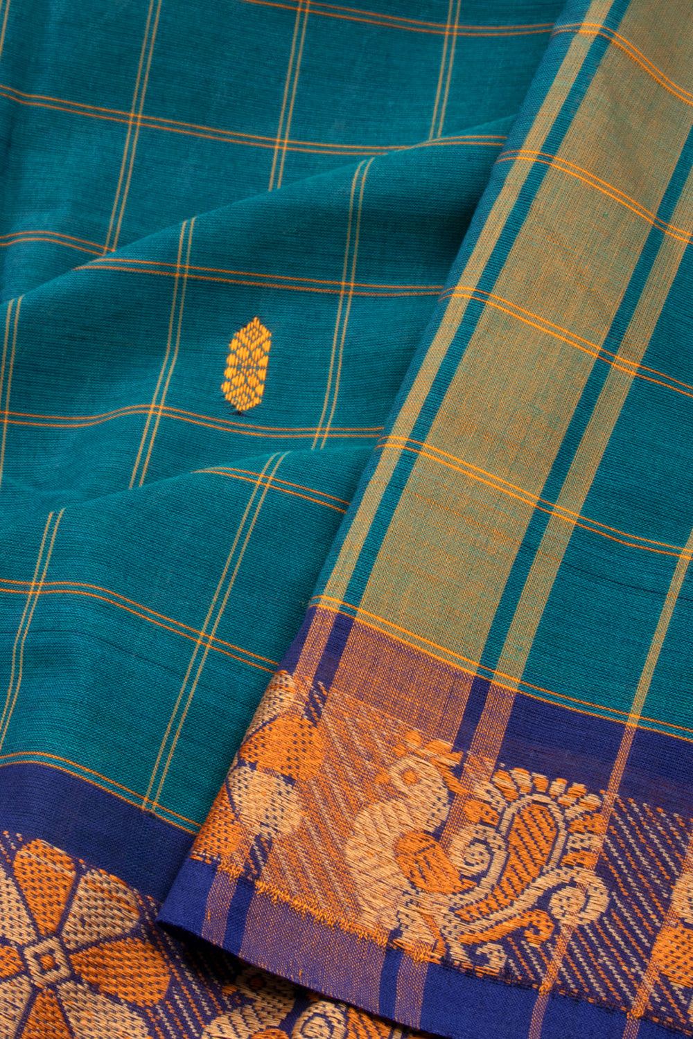 Green Handloom Chettinad Cotton Saree  10072621