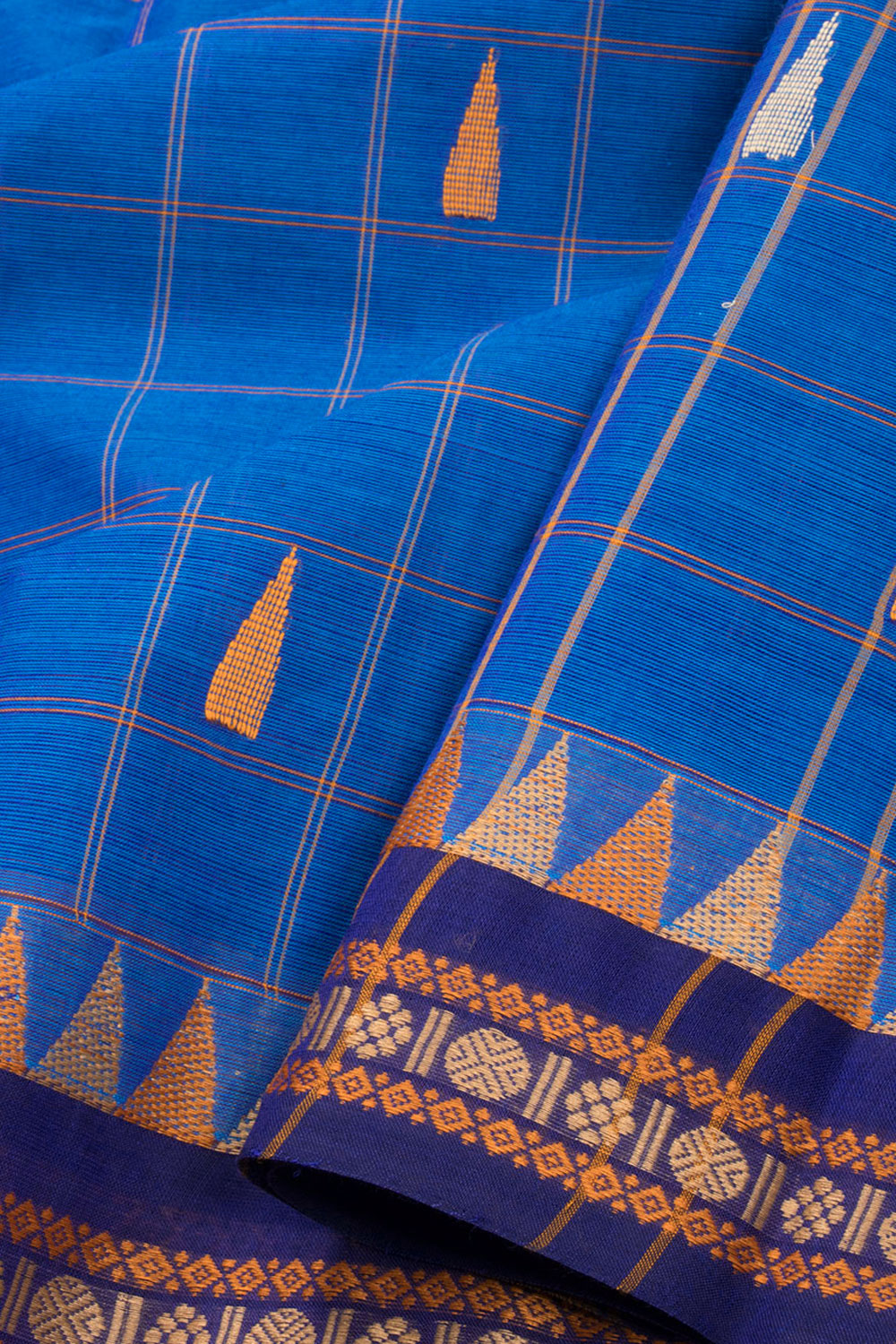 Blue Handloom Chettinad Cotton Saree 10072622