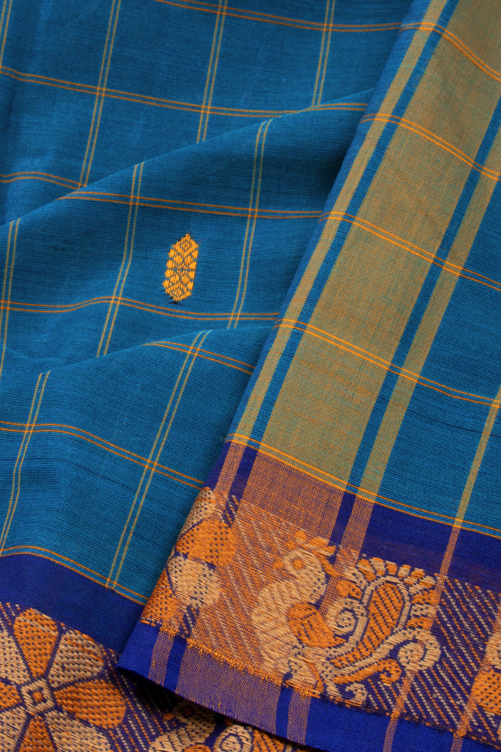 Blue Handloom Chettinad Cotton Saree 10072623