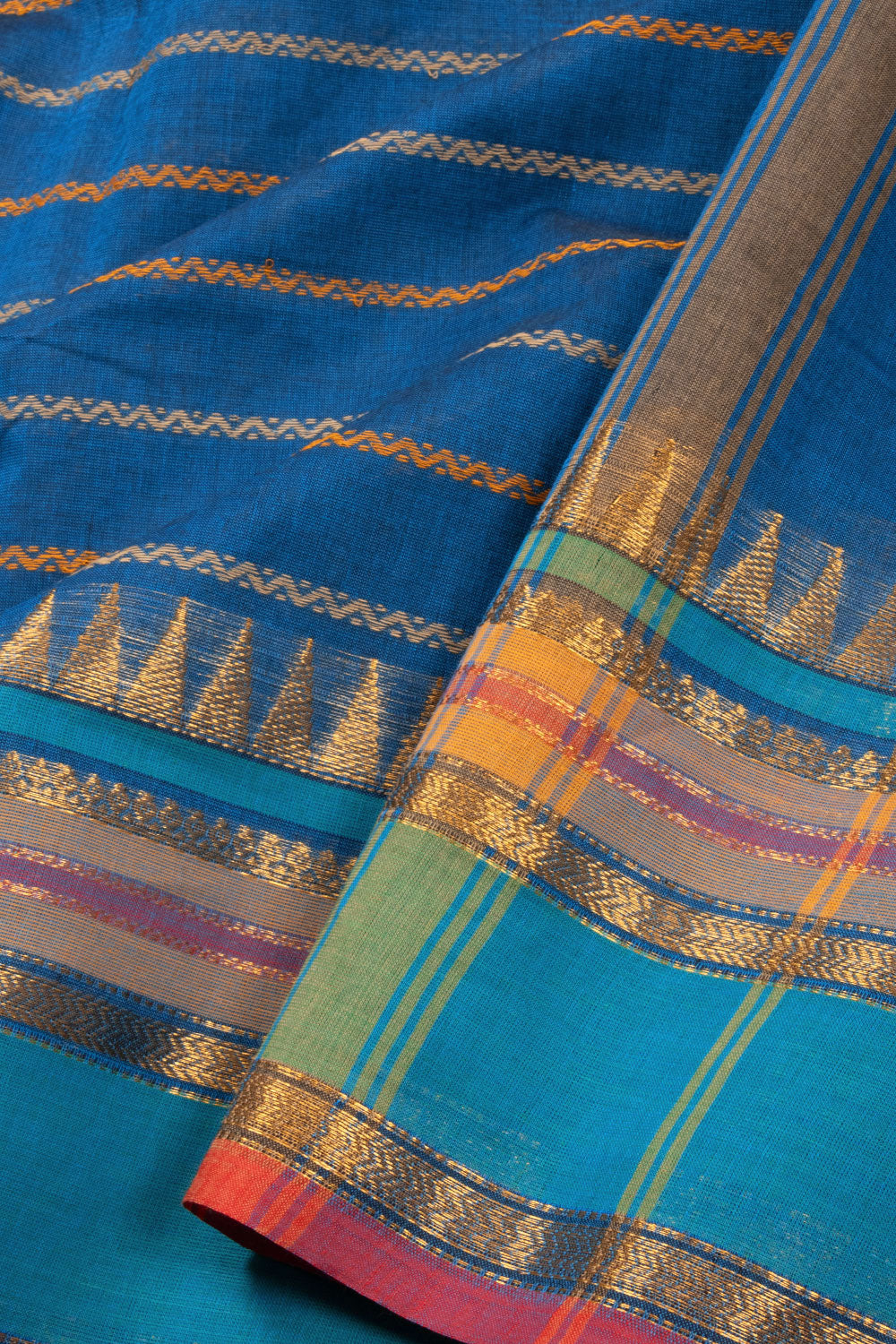 Blue Handloom Chettinad Cotton Saree 10072625