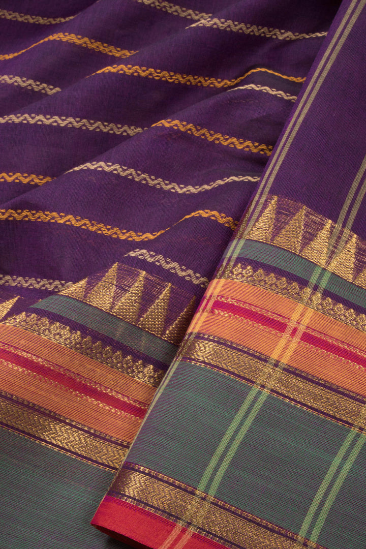 Purple Handloom Chettinad Cotton Saree 10072626