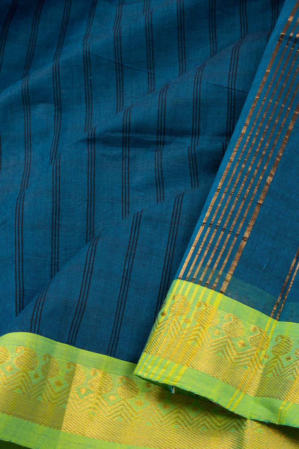 Blue Handloom Chettinad Cotton Saree 10072630