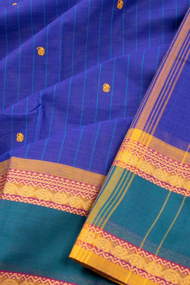 Blue Handloom Chettinad Cotton Saree 10072633