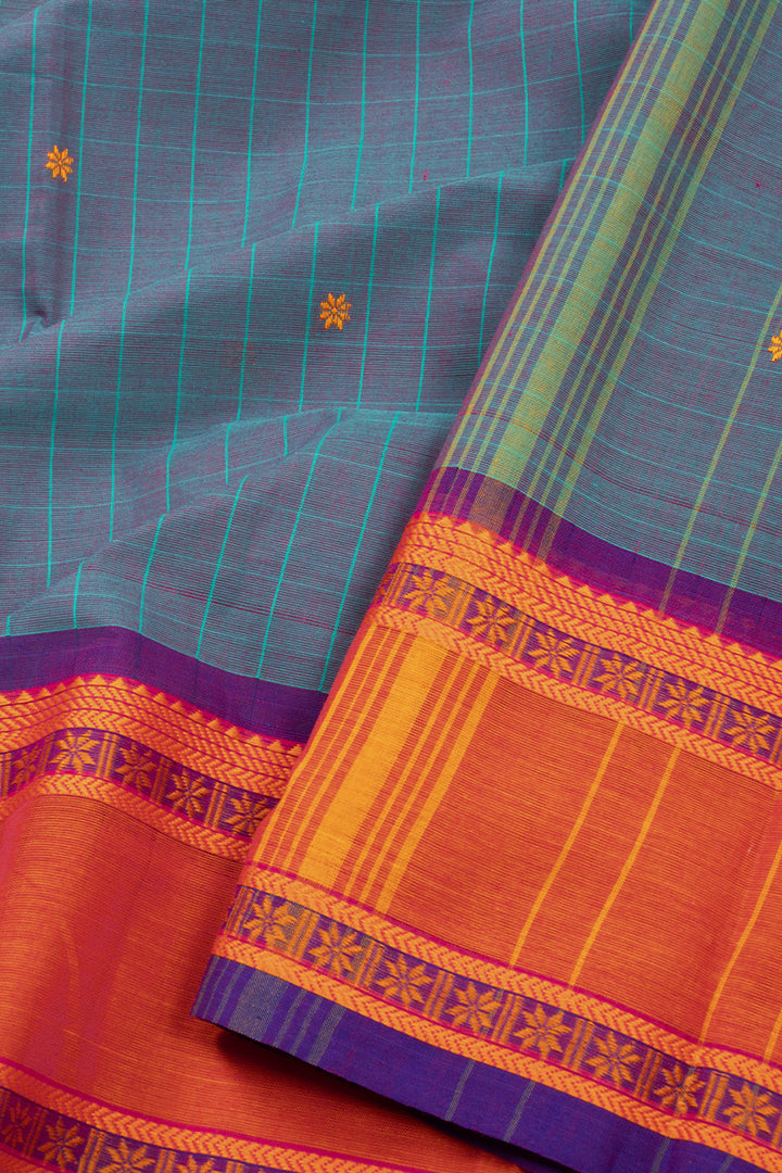 Blue Handloom Chettinad Cotton Saree 10072635