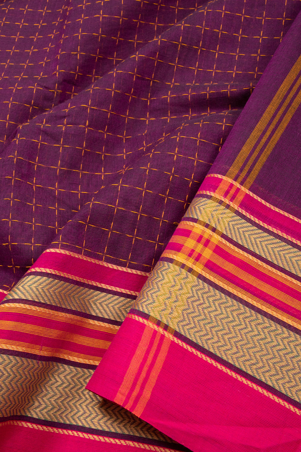 Purple Handloom Chettinad Cotton Saree 10072638