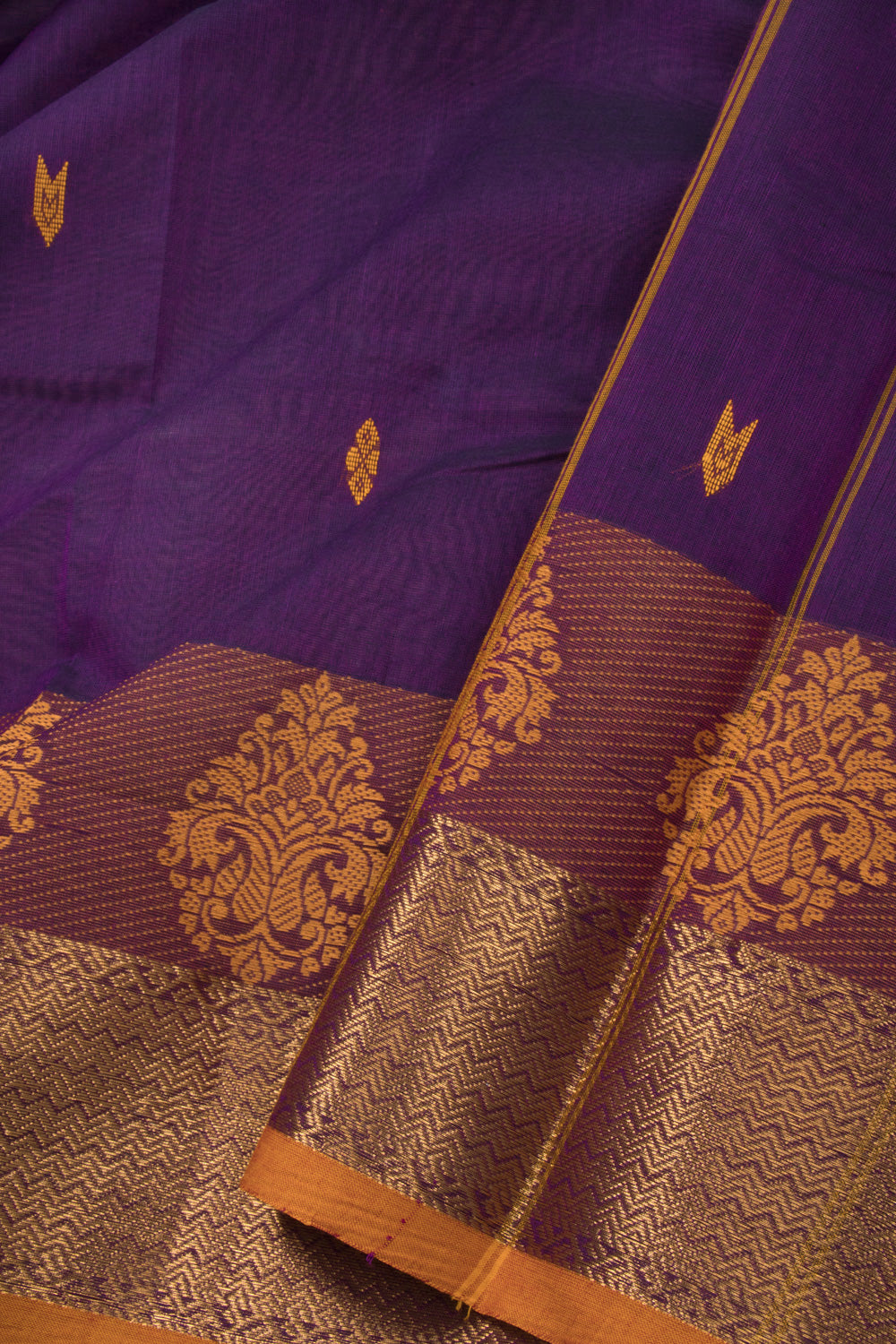 Purple Handloom Chettinad Cotton Saree 10072641