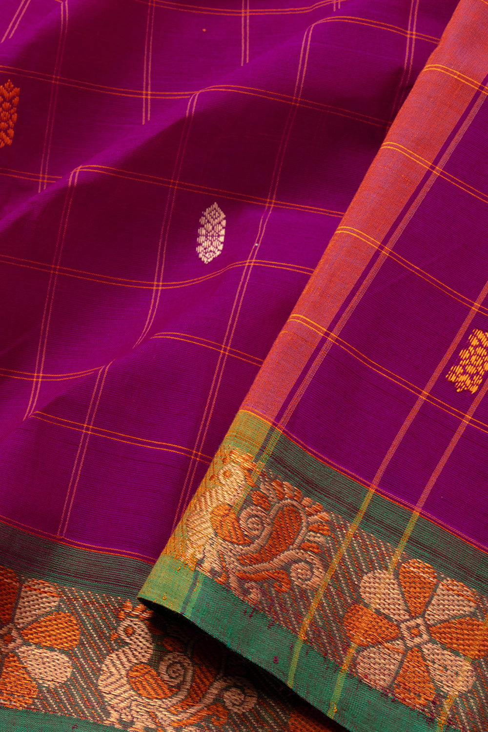 Magenta Handloom Chettinad Cotton Saree 10072642