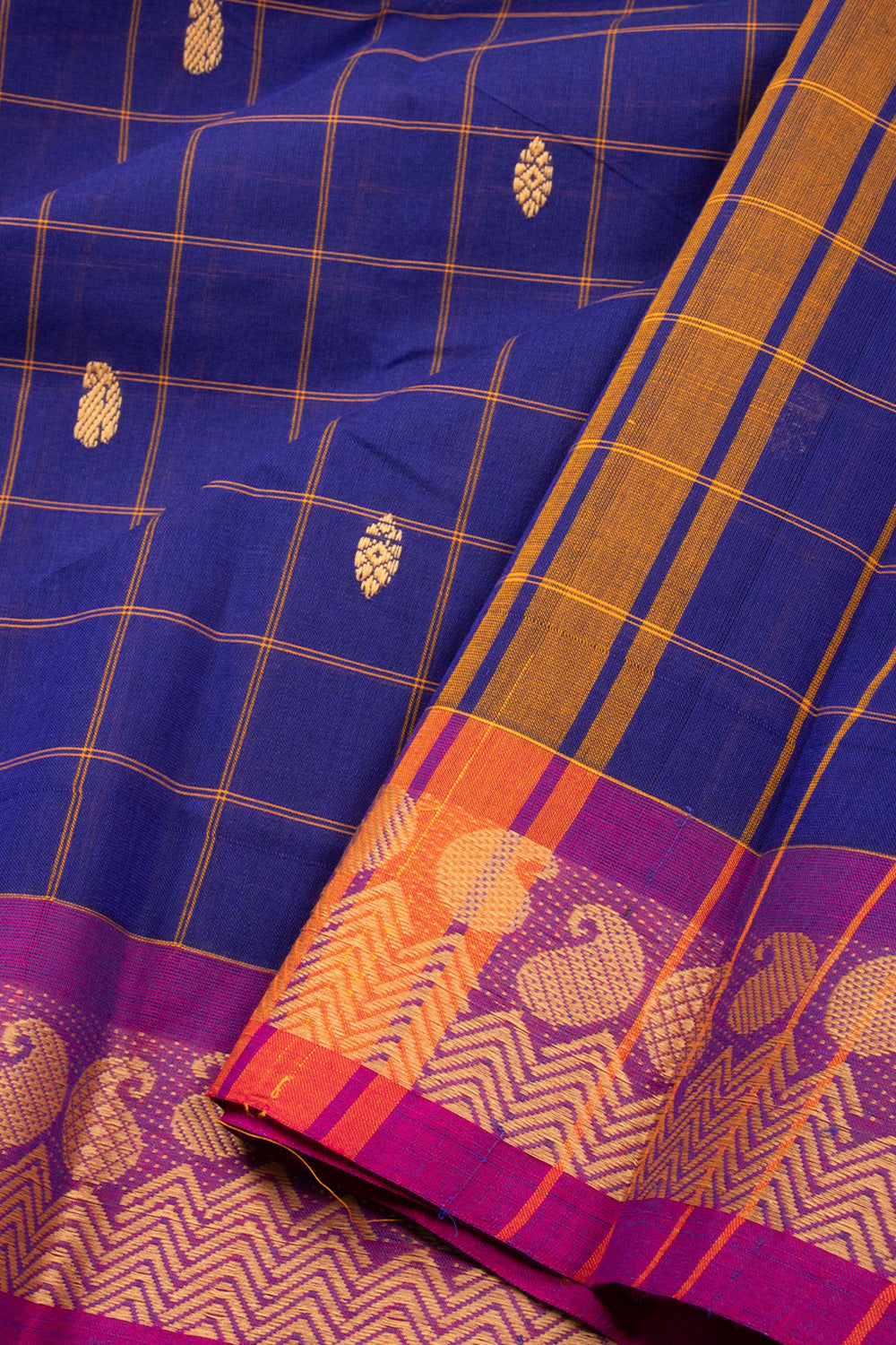 Blue Handloom Chettinad Cotton Saree 10072645