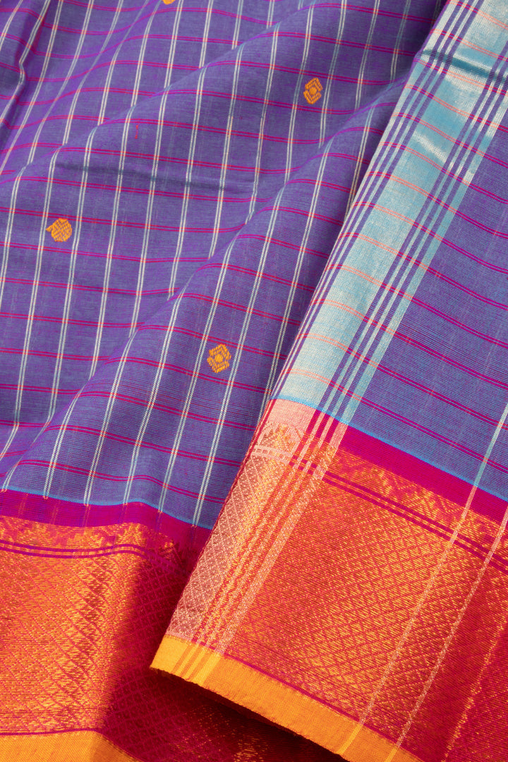 Blue Handloom Chettinad Cotton Saree 10072646