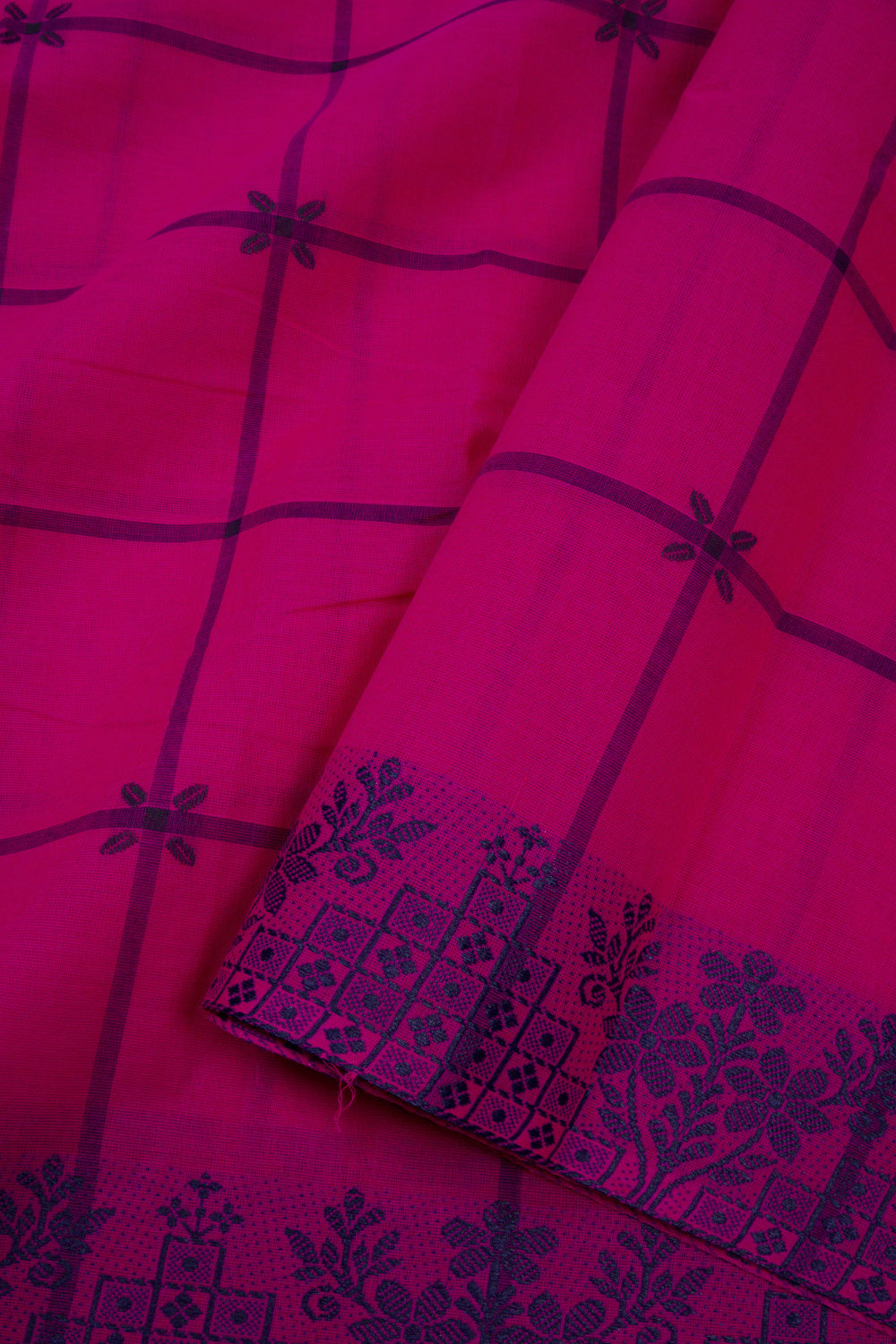 Magenta Handloom Chettinad Cotton Saree 10072649