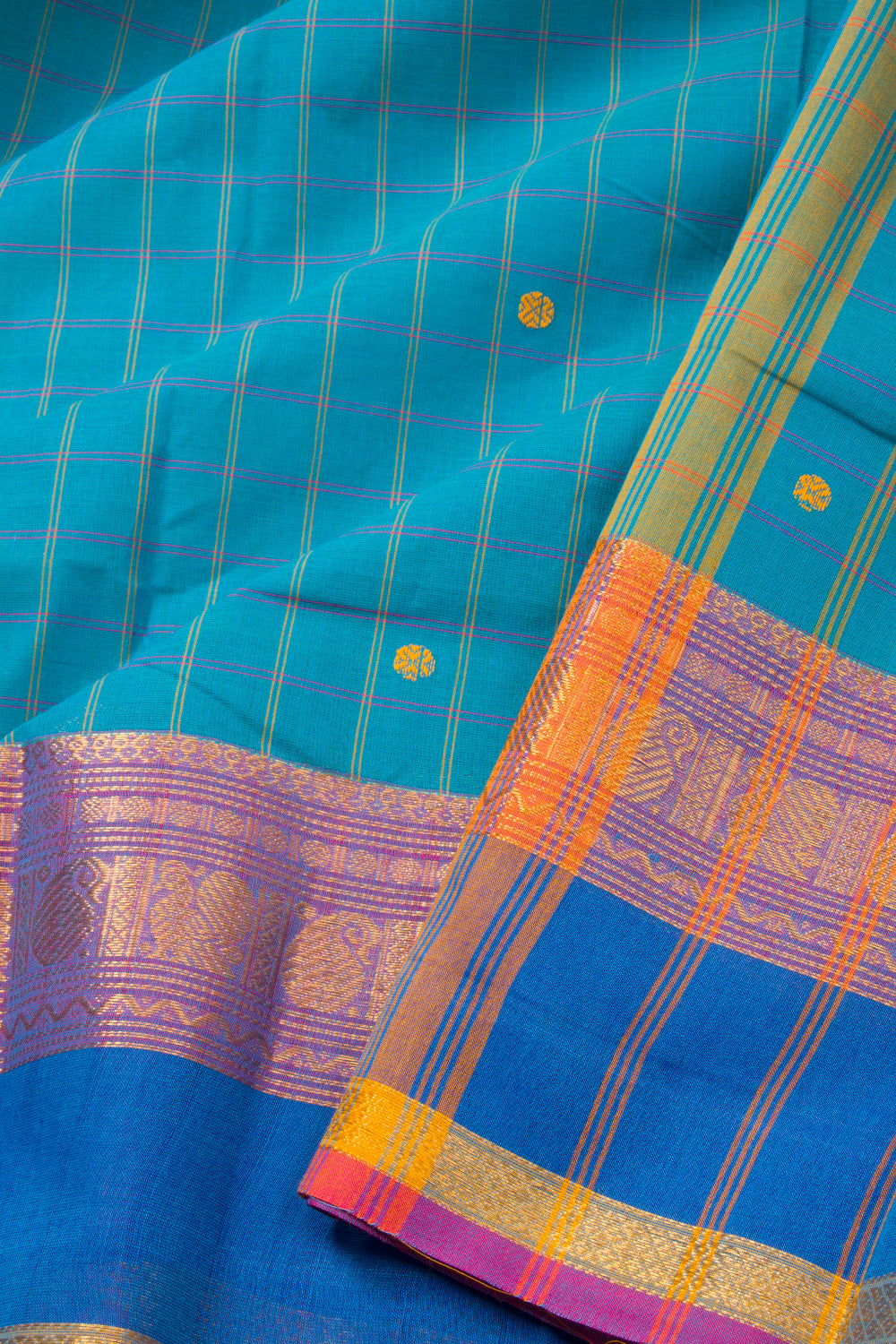 Blue Handloom Chettinad Cotton Saree 10072655