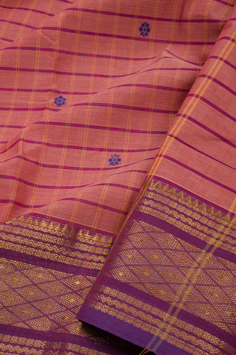 Orange Handloom Chettinad Cotton Saree 10072656