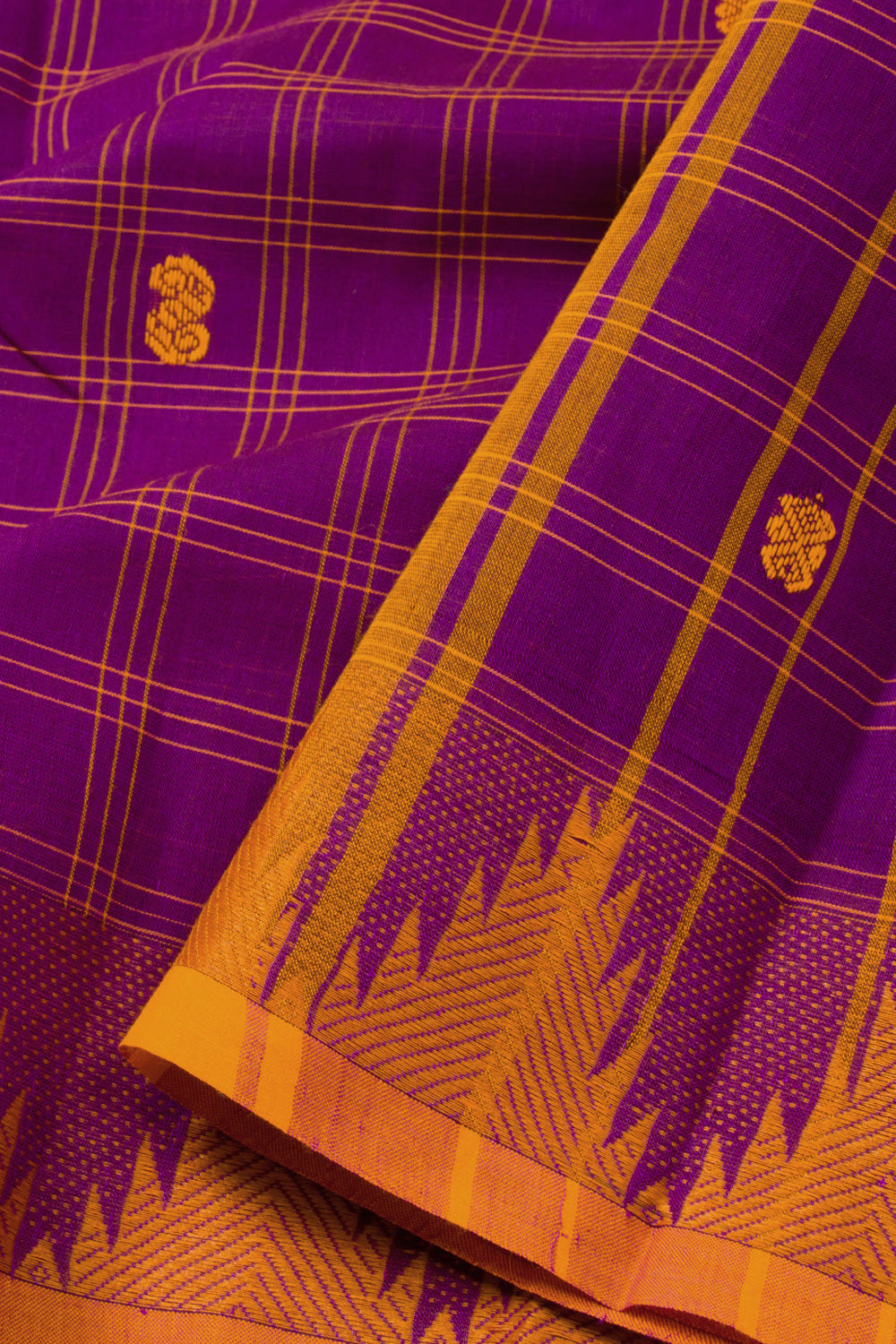 Purple Handloom Chettinad Cotton Saree 10072660