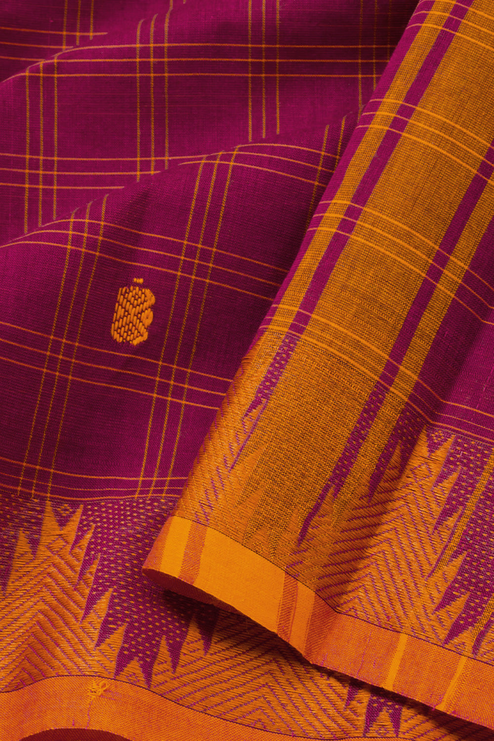 Maroon Handloom Chettinad Cotton Saree 10072661