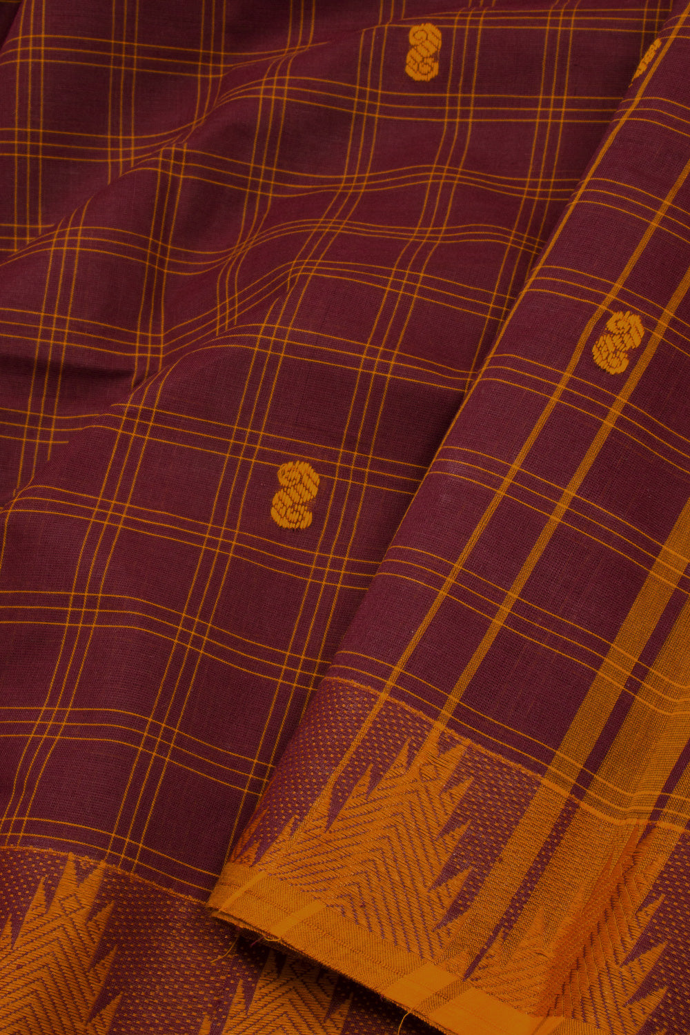 Brown Handloom Chettinad Cotton Saree 10072664