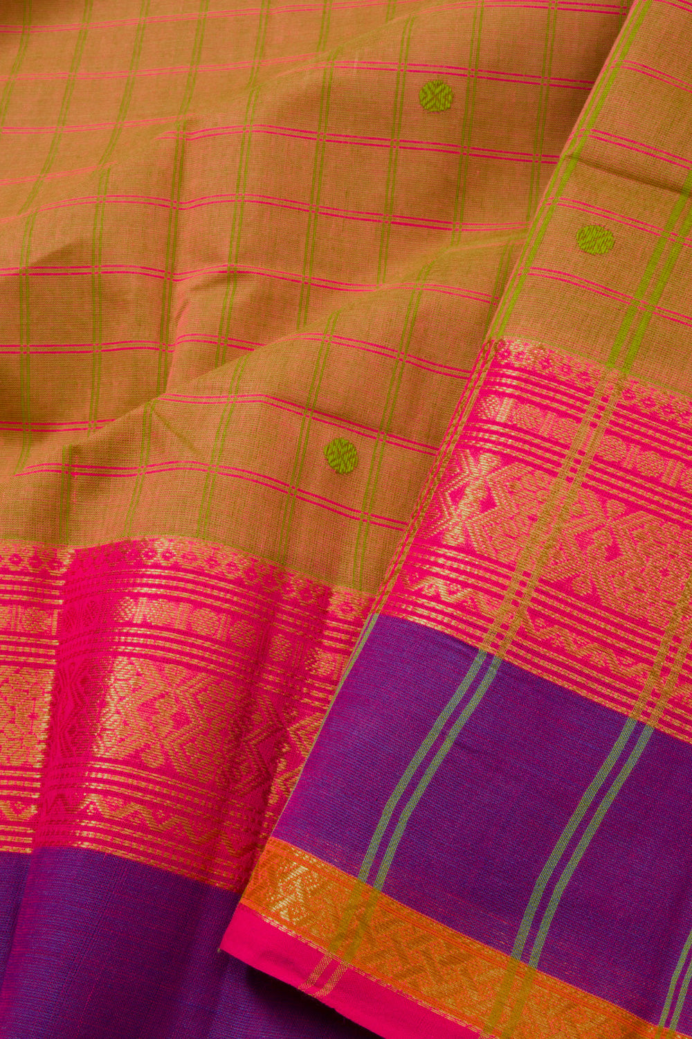 Brown Handloom Chettinad Cotton Saree 10072665