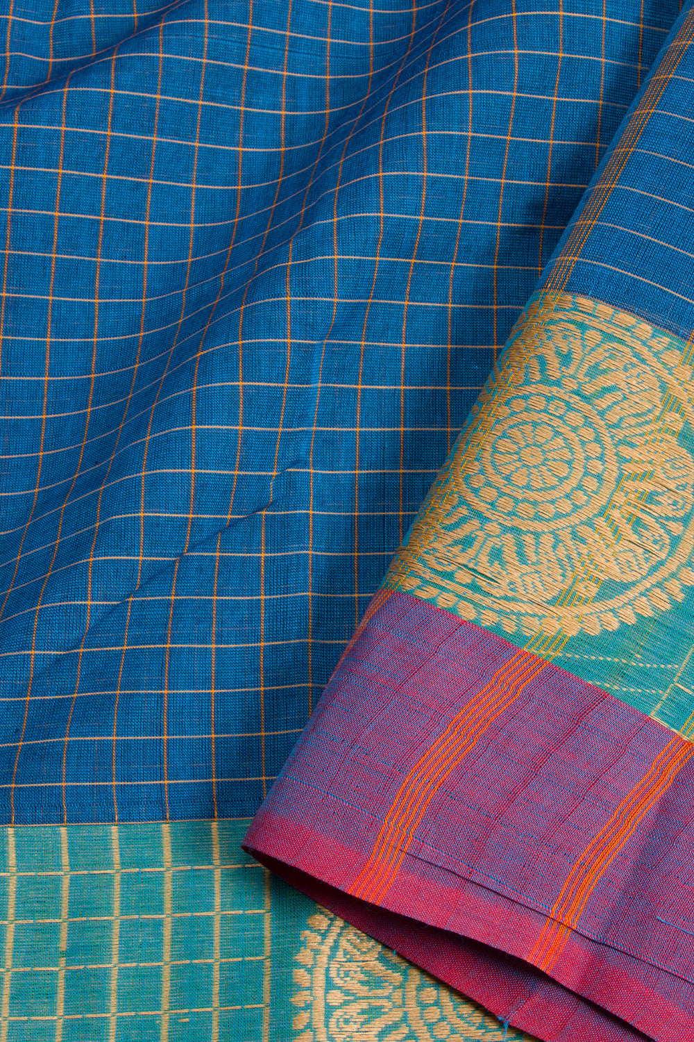 Blue Handloom Chettinad Cotton Saree 10072669