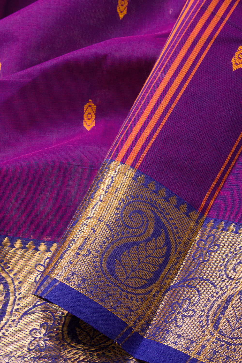 Purple Handloom Chettinad Cotton Saree 10072670