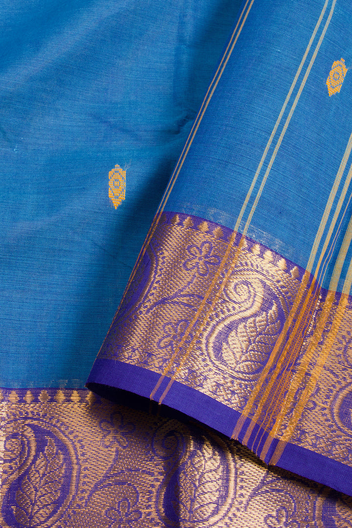 Blue Handloom Chettinad Cotton Saree 10072671