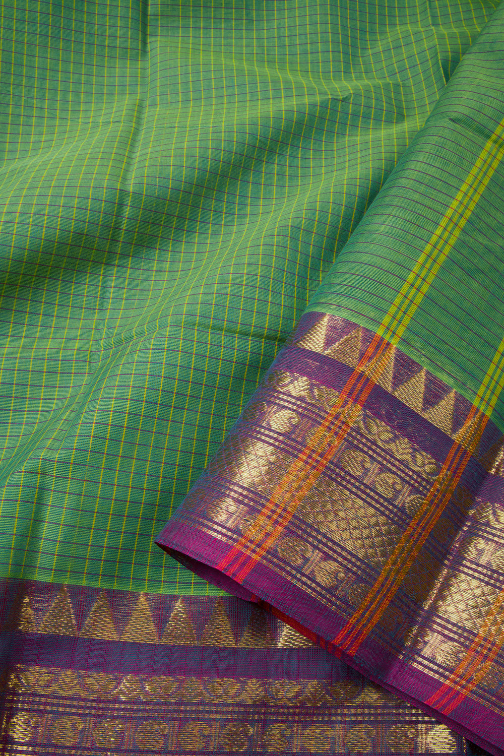 Green Handloom Chettinad Cotton Saree 10072674