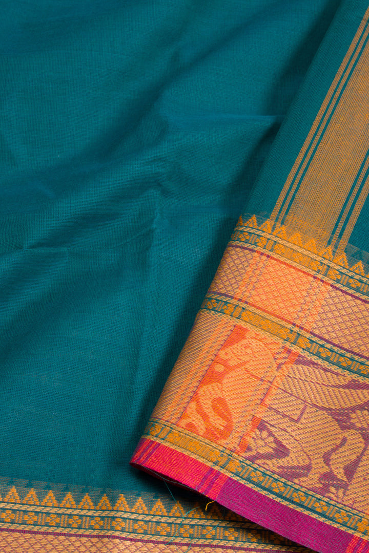 Green Handloom Chettinad Cotton Saree 10072678