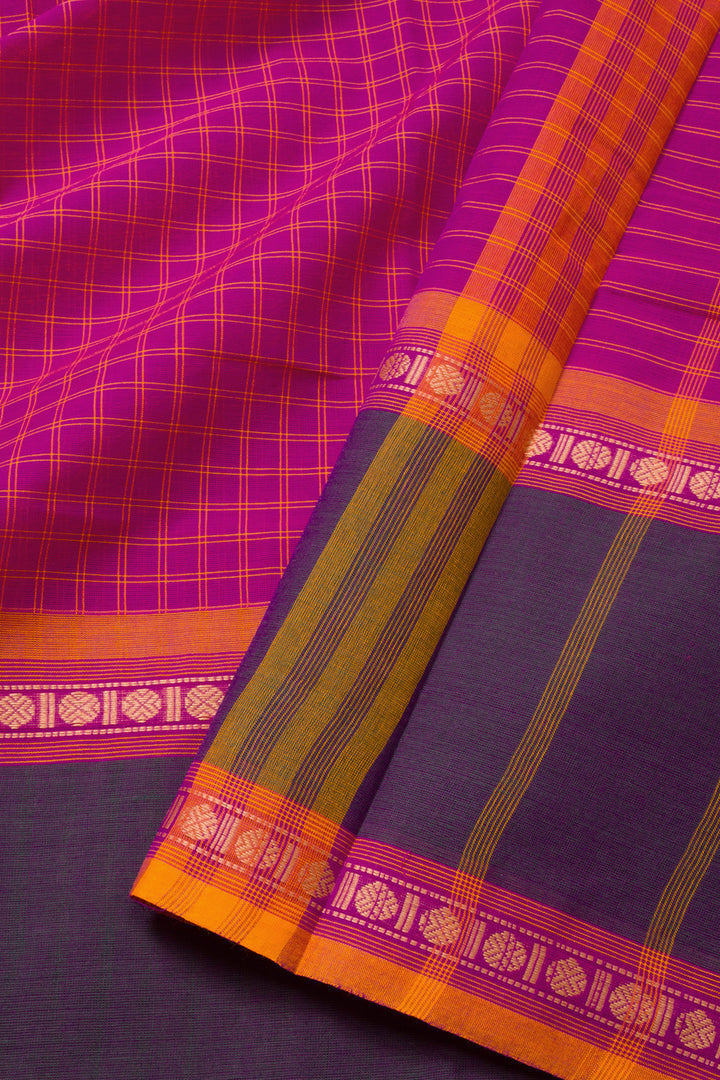 Magenta Handloom Chettinad Cotton Saree 10072686