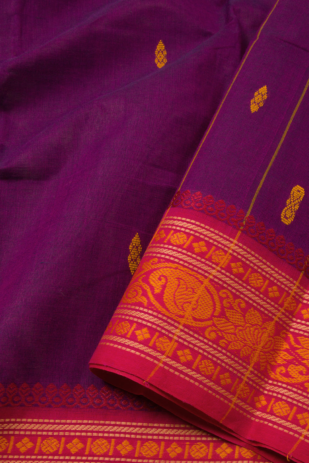 Purple Handloom Chettinad Cotton Saree 10072688