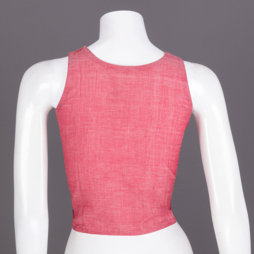 Pink Handcrafted Crop Top With Patch Work