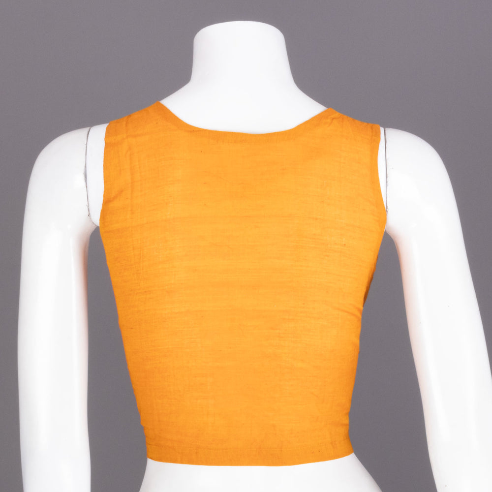 Yellow Handcrafted Crop Top With Patch Work