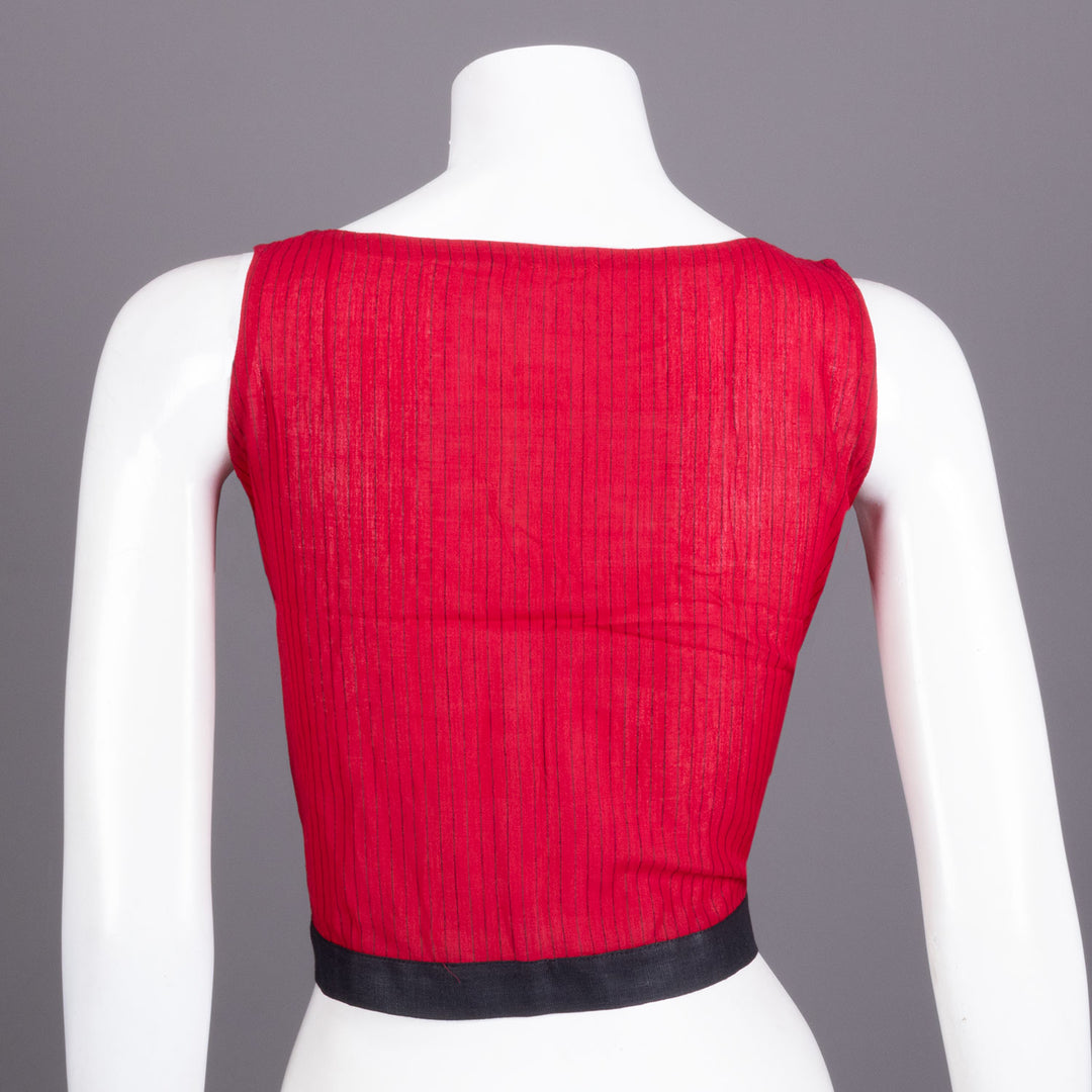 Red Handcrafted Cotton Crop Top 