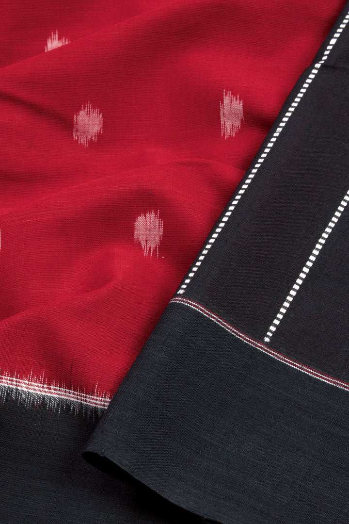 Red Handloom Maniabandha Ikat Cotton Saree