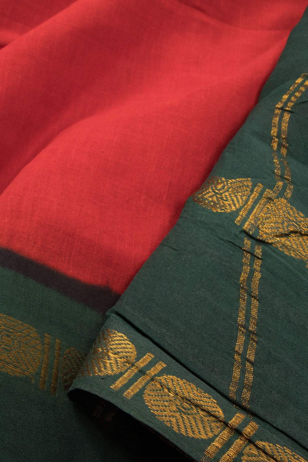 Red Handloom Chettinad Cotton Saree Without Blouse