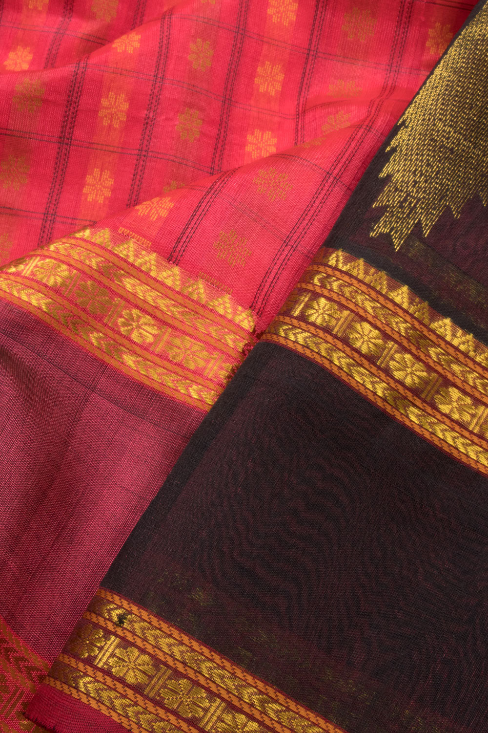 Red Handloom Kanchi Silk Cotton Saree