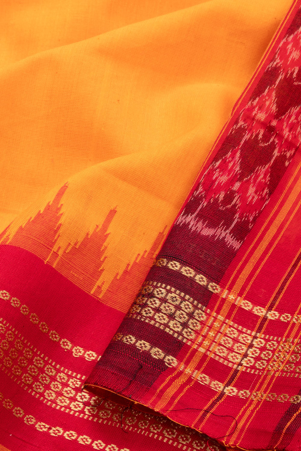 Orange Sambalpur Odisha Ikat Cotton Saree
