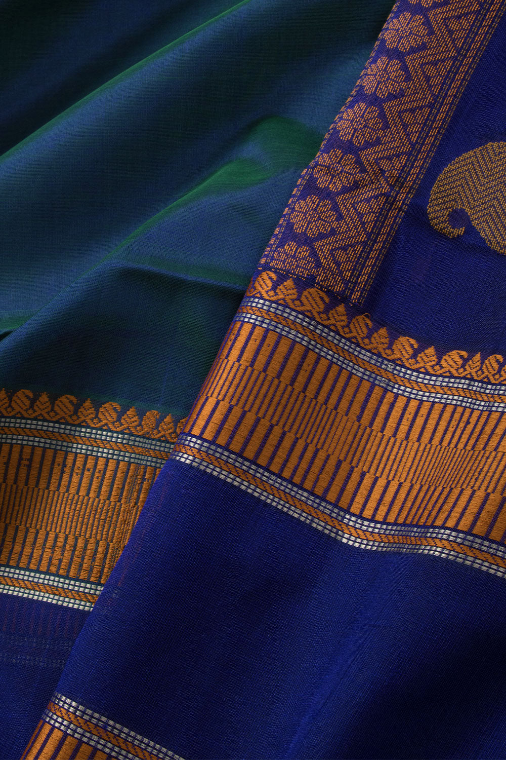 Green Handloom Kanchi Silk Cotton Saree 10073550