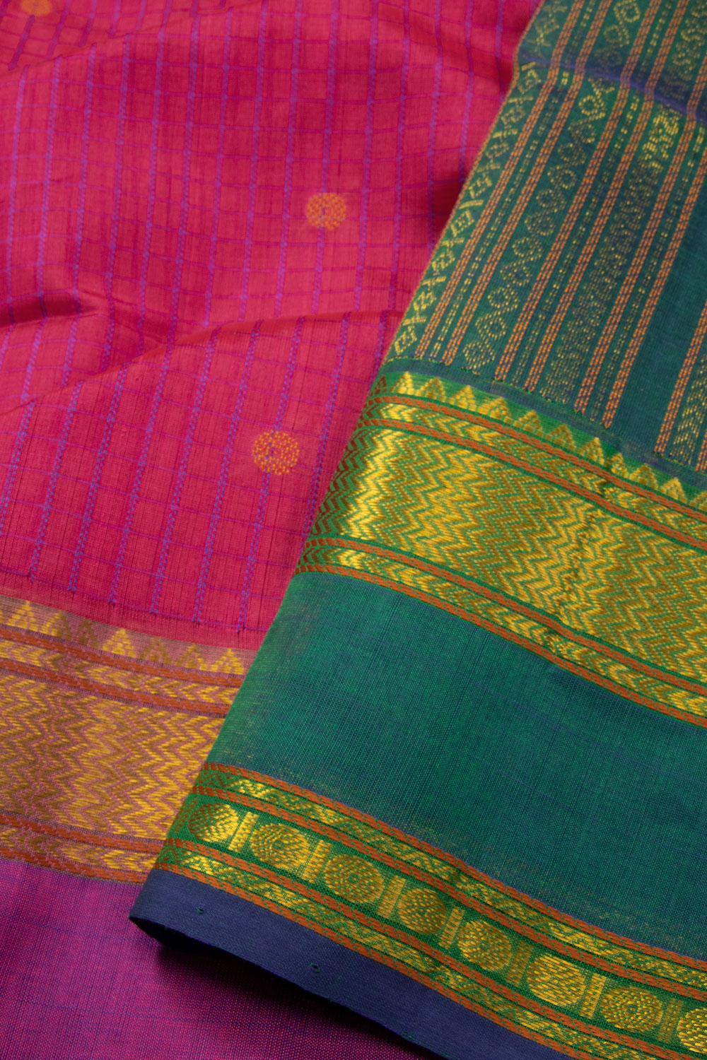 Pink Handloom Kanchi Silk Cotton Saree 10073551