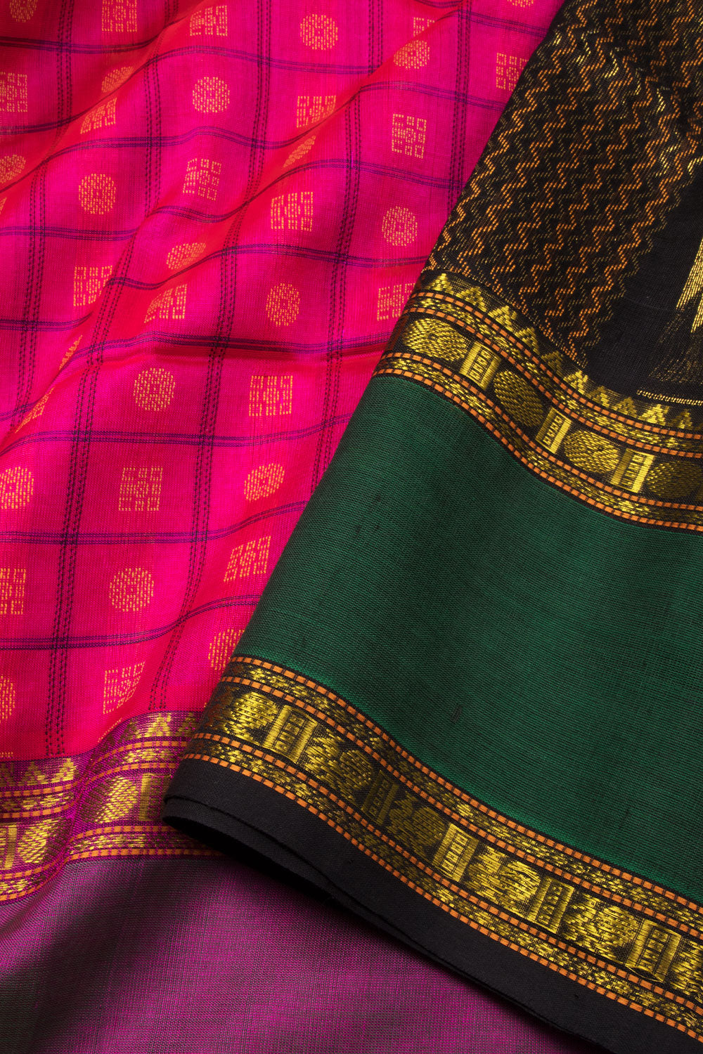 Pink Handloom Kanchi Silk Cotton Saree 10073552