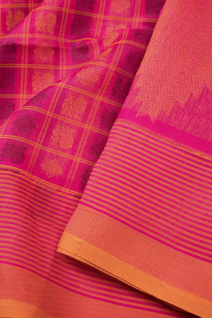 Pink Handloom Kanchi Silk Cotton Saree 10073553