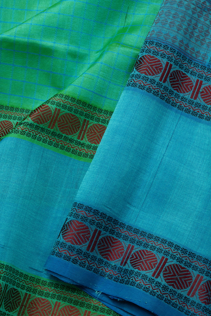 Green Handloom Kanchi Silk Cotton Saree 10073557