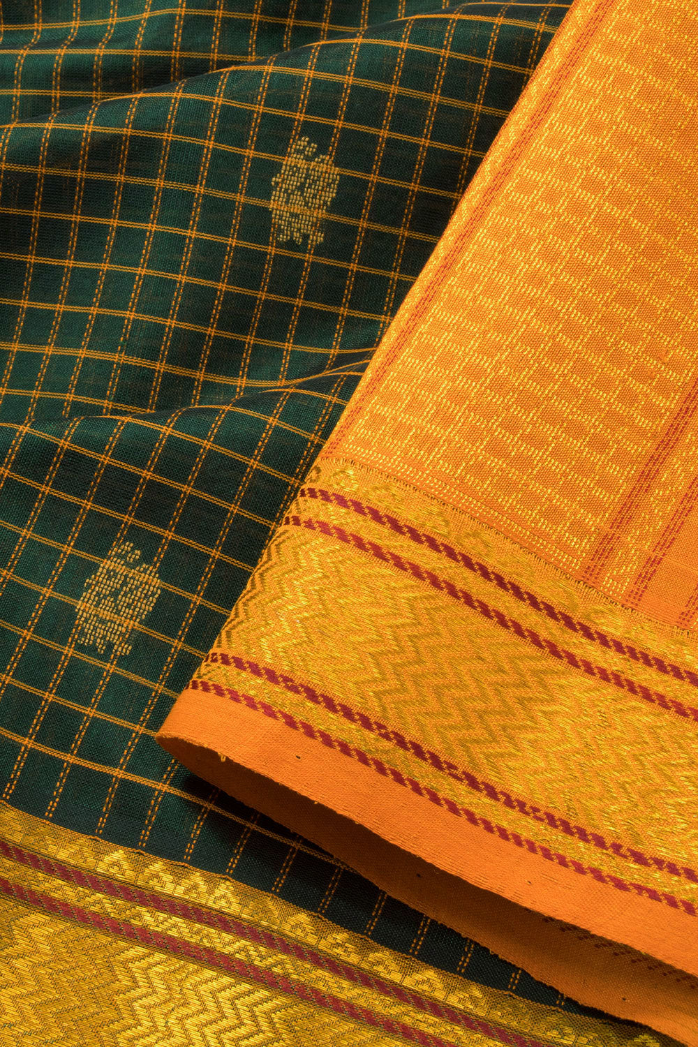 Green Handloom Kanchi Silk Cotton Saree 10073560