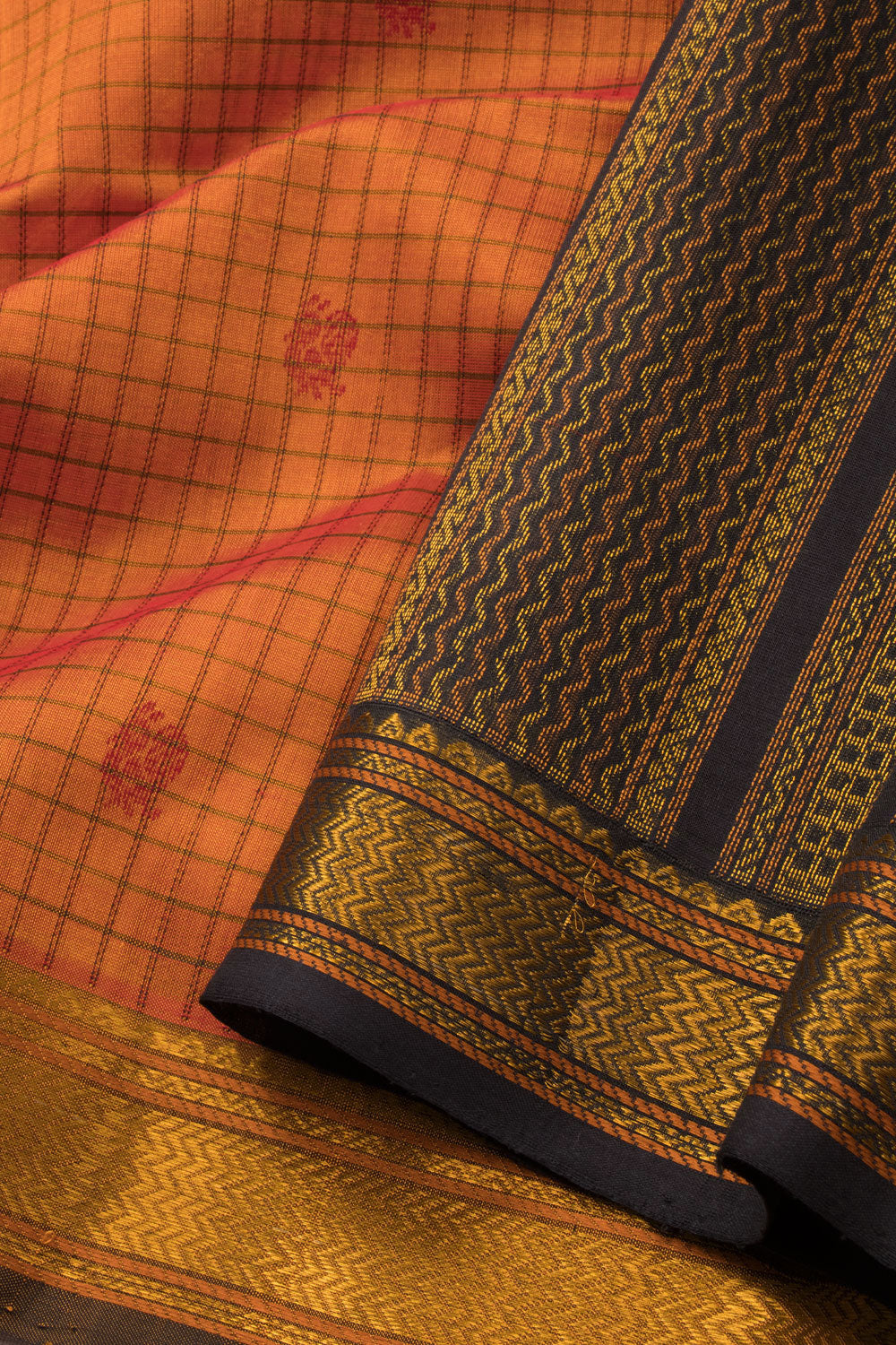 Orange Handloom Kanchi Silk Cotton Saree 10073562