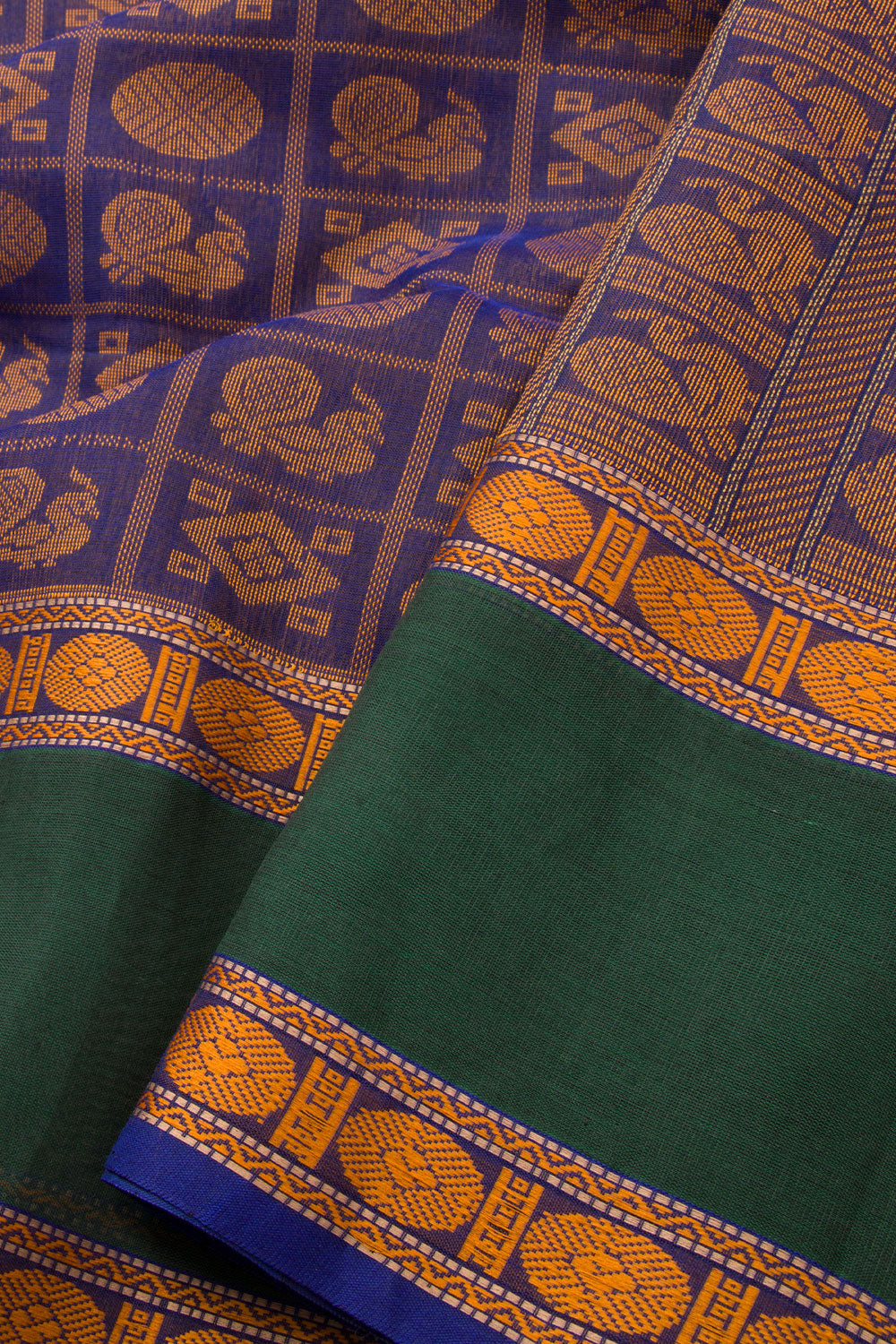 Blue Handloom Kanchi Silk Cotton Saree 10073563