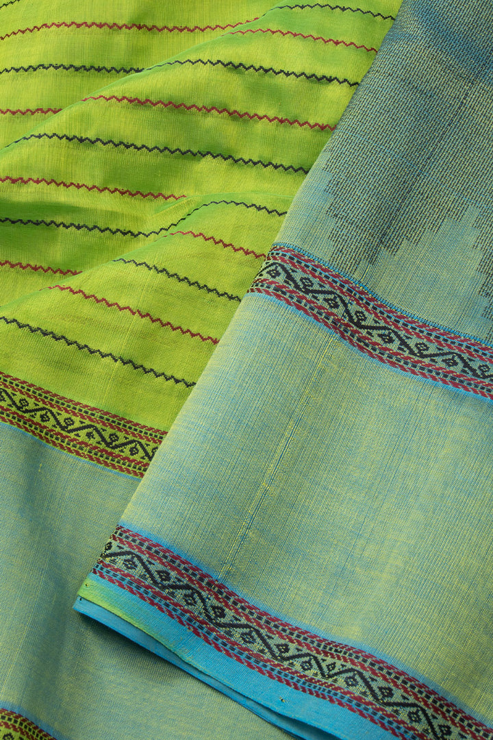 Green Handloom Kanchi Silk Cotton Saree 10073564