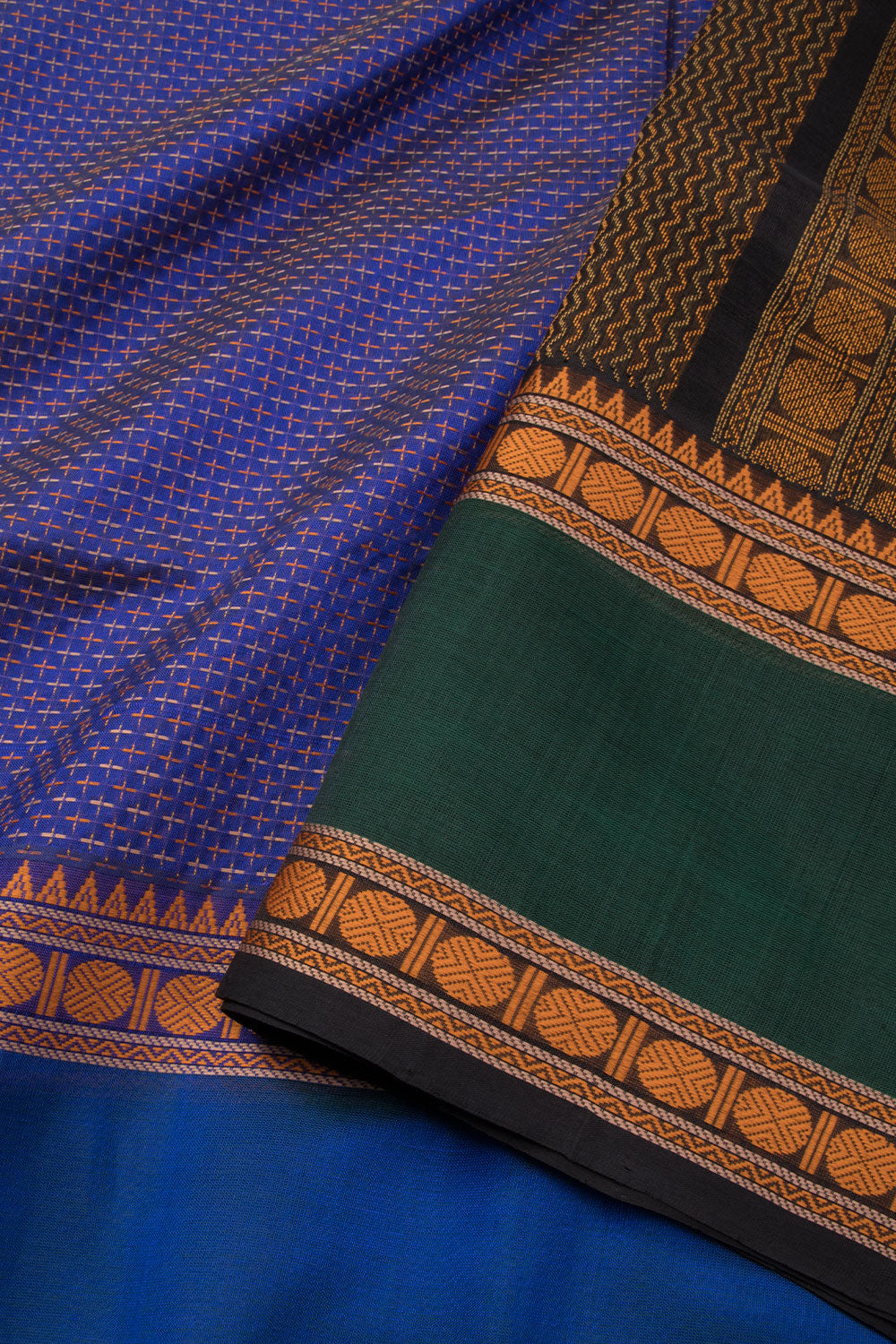 Blue Handloom Kanchi Silk Cotton Saree 10073565