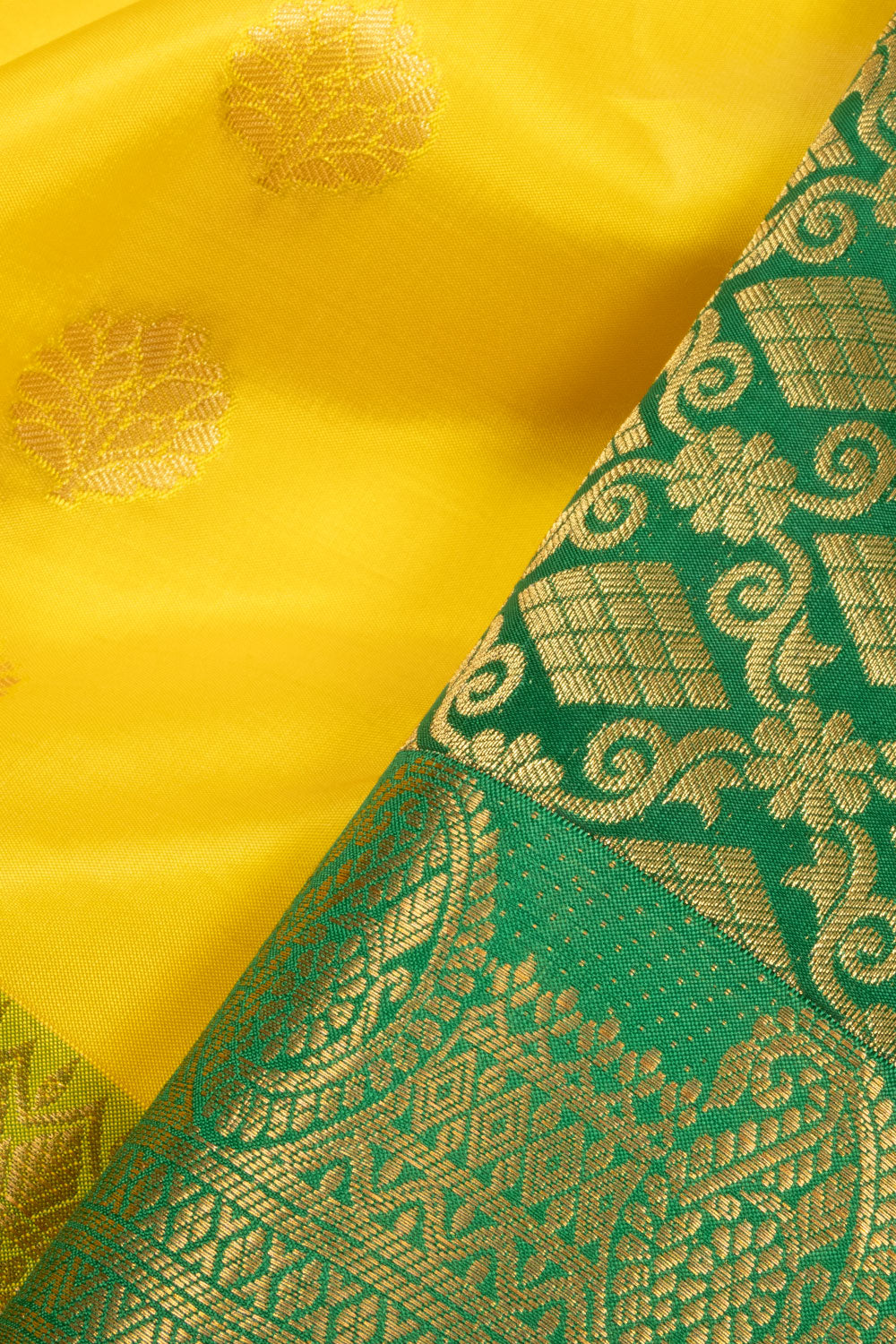 Yellow Kanjivaram Blended Silk Saree