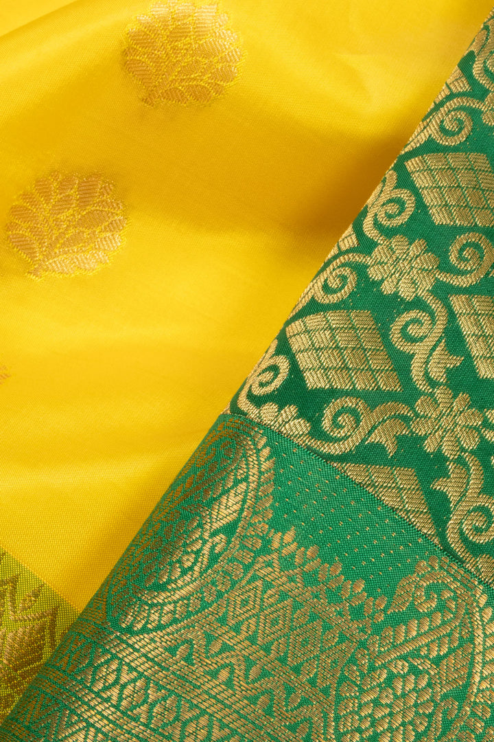 Yellow Kanjivaram Blended Silk Saree