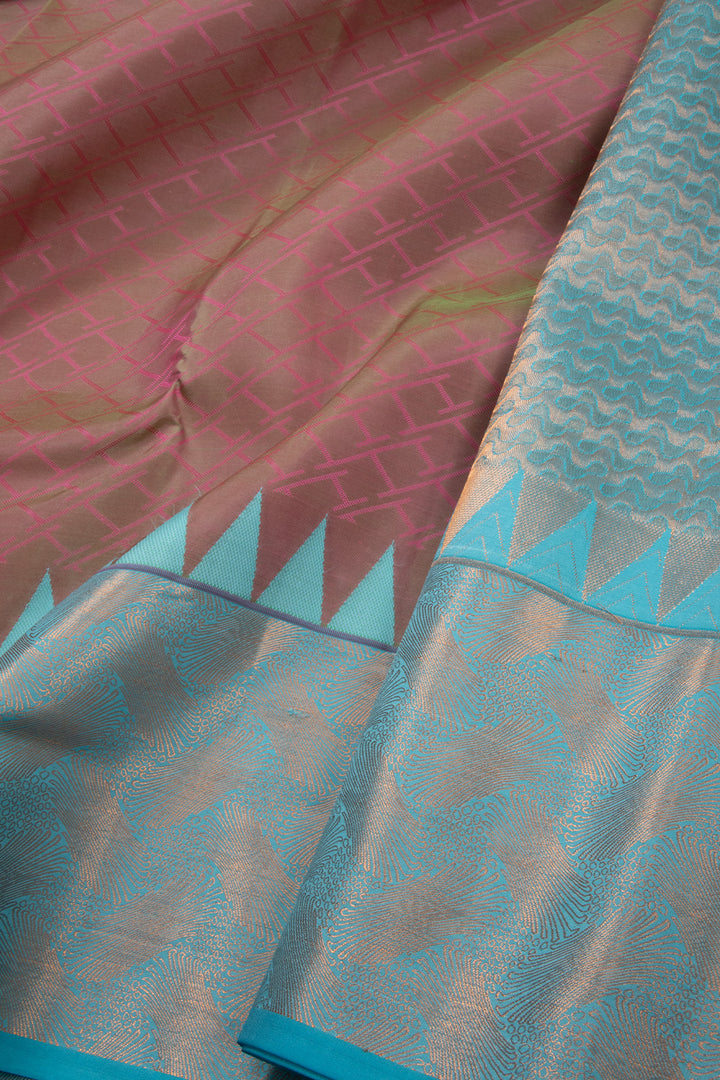 Pink Handloom Kanjivaram Blended Silk Saree 10072885